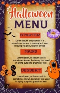 List-based Halloween Menu Card Half Page Wide template