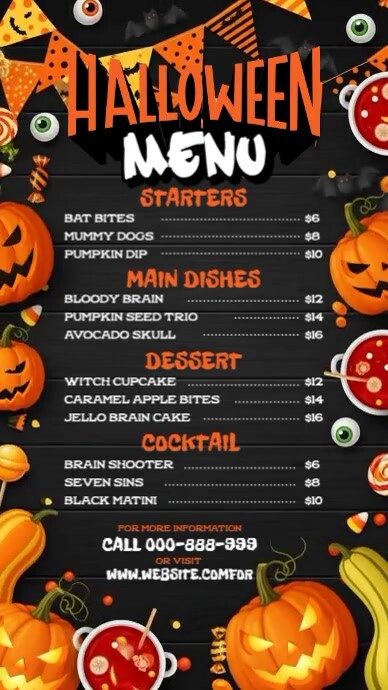 List-based Halloween Menu Instagram Story template