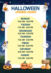 List-based Halloween Opening Hours A4 template