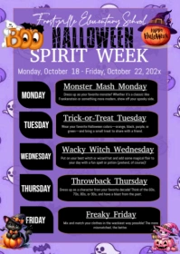 List-based Halloween Spirit Week Events A6 template