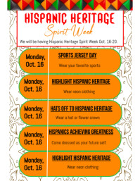 List-based Hispanic Heritage Spirit Week Flyer (us Letter) Volante (Carta US) template