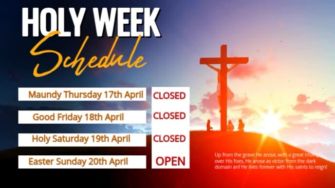 List-based Holy Week Schedule Video Digital Display (16:9) template