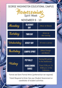 List-based Homecoming Spirit Week A4 template