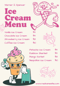List-based Ice Cream Menu A3 template