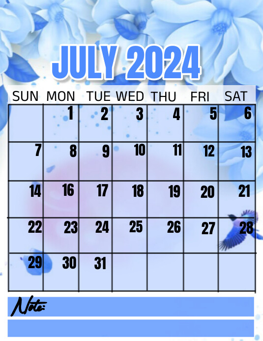 List-based July 2024 Calendar Template Design | PosterMyWall