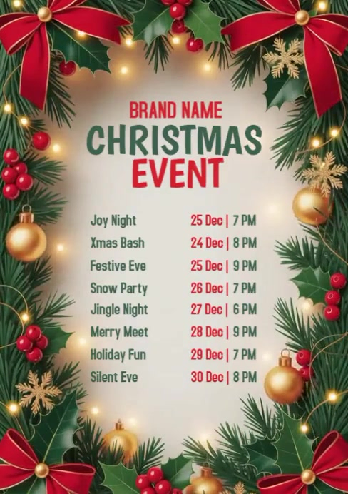 List-based Merry Christmas Event  A5 template