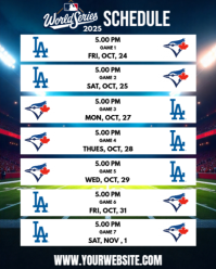 List-based Mlb World Series 2025: Los Angeles Dodgers Vs Toronto Blue Jays Match Schedule Instagram template