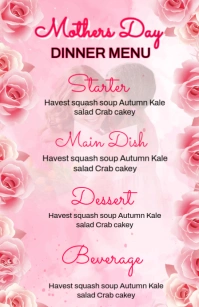 List-based Mothers Day Dinner Menu Template Design Tabloid Tablóide