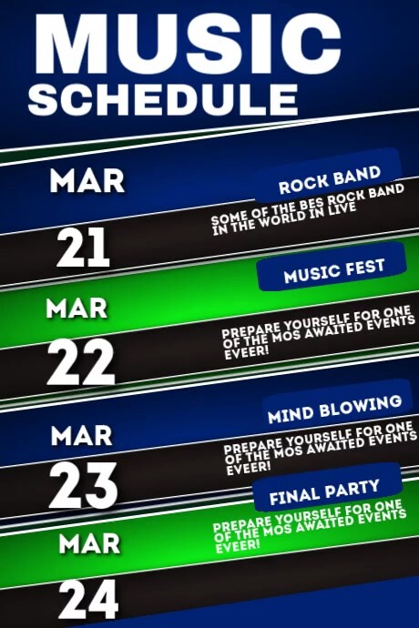 List-based Music Schedule  Poster Plakat template