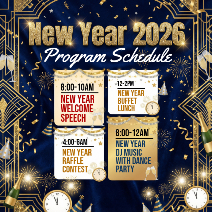 New Year Program Schedule Template | PosterMyWall
