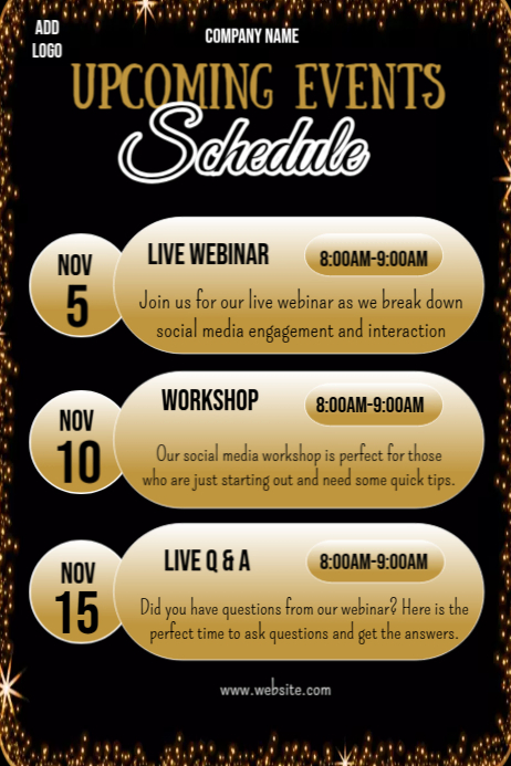 List-based November Upcoming Event List Poster template