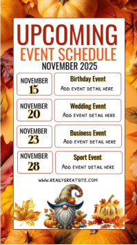 List-based November Upcoming Event Schedule Instagram Story template