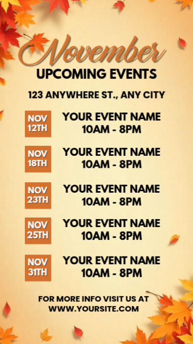 List-based November Upcoming Events List Instagram Story template
