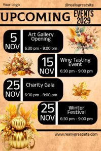 List-based November Upcoming Events Schedule Poster template