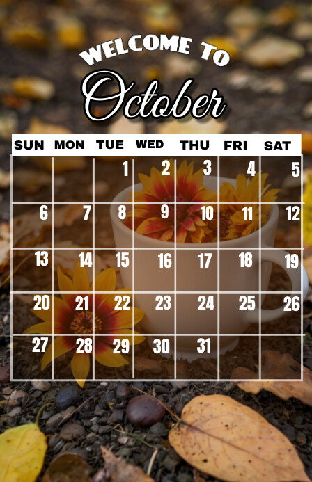 List-based October Calendar Template Design T Tabloid