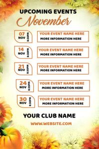 List-based October Upcoming Events Calendar Pinterest-Grafik template