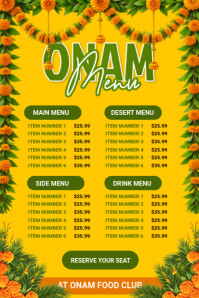 List-based Onam Menu Poster template