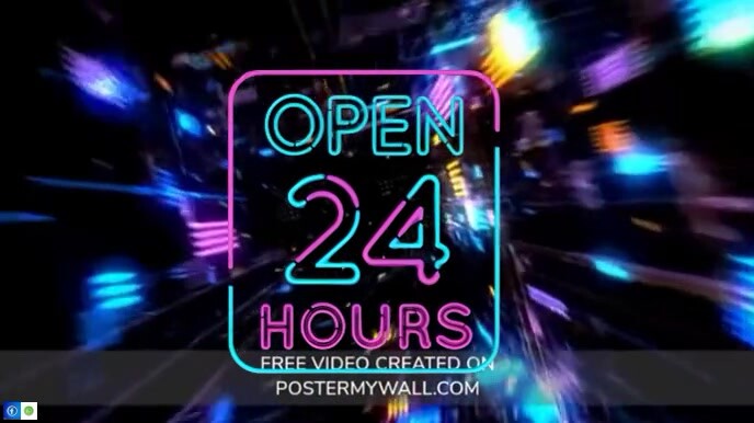 List-based Open 24 Hours  Digital Display (16:9) template