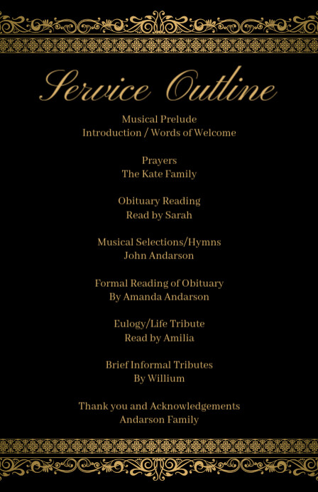 List-based Order Of Service Half Page Wide Halfbladsy Breed template