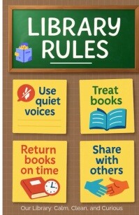 List-based Read Smart – Library Rules Poster For Kids Tabloid template