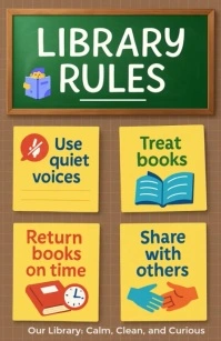List-based Read Smart – Library Rules Poster For Kids Tabloid 小报 template