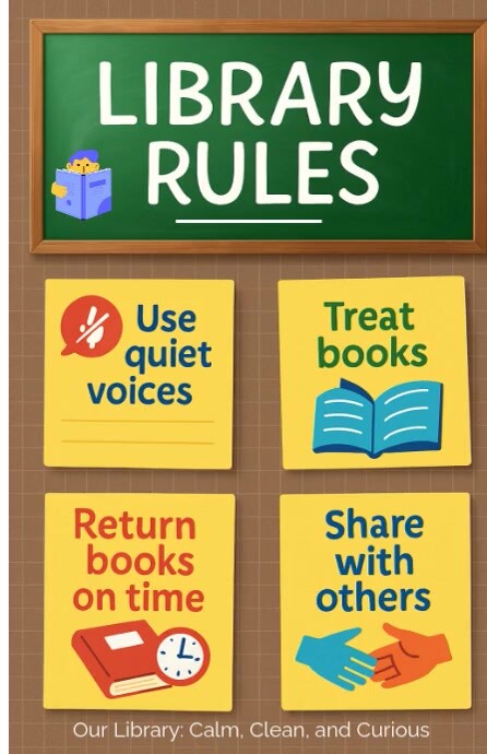 List-based Read Smart – Library Rules Poster For Kids Tabloid 小报 template