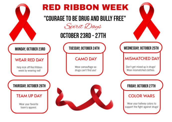 Red Ribbon Week Spirit Days A6 Template | PosterMyWall