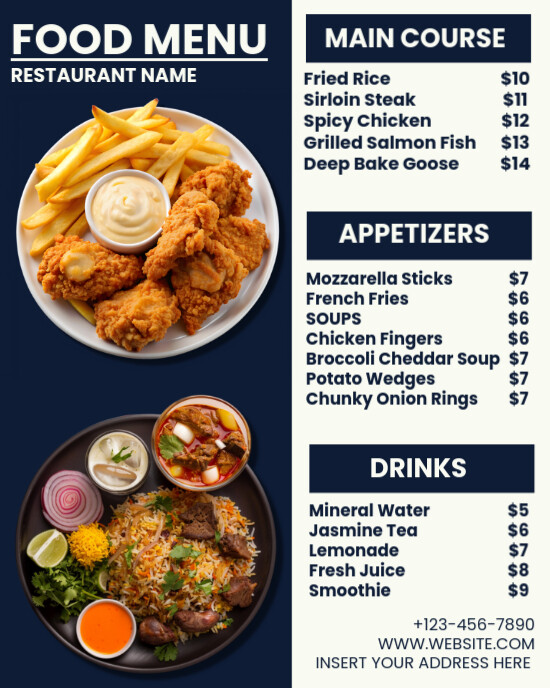 Copy of List-based Restaurant Food Menu Template Instagram Portrait ...