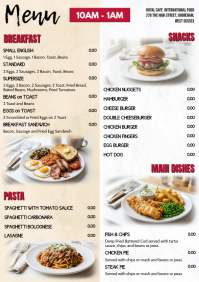 List-based Restaurant Menu with Photos A4 template