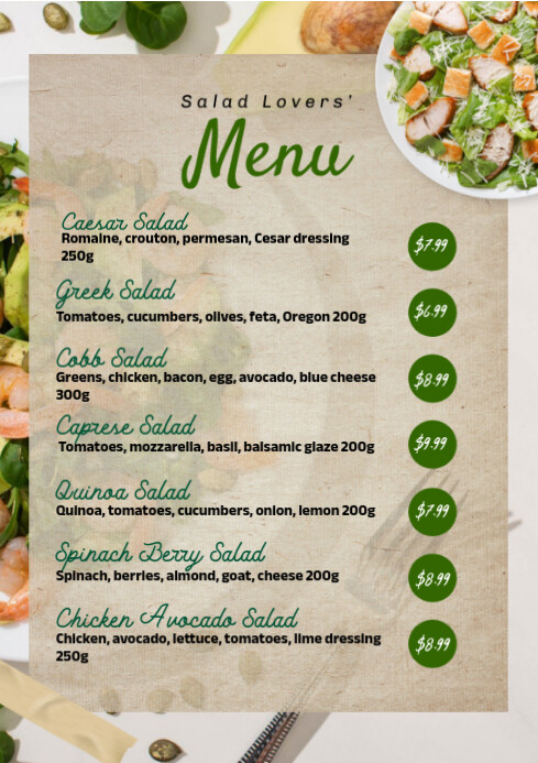 Copy of Rustic Salad Bar Menu Flyer | PosterMyWall
