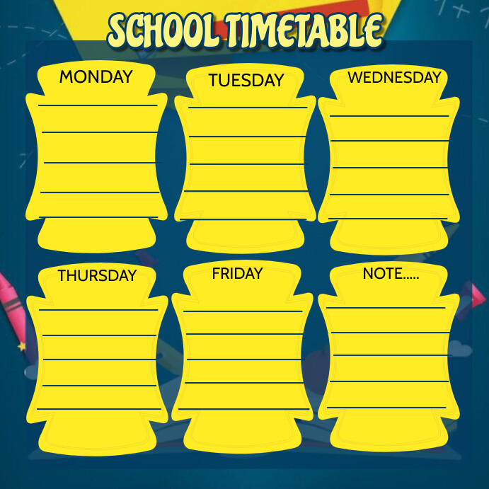 List-based School Timetable Instagram Post Template | PosterMyWall