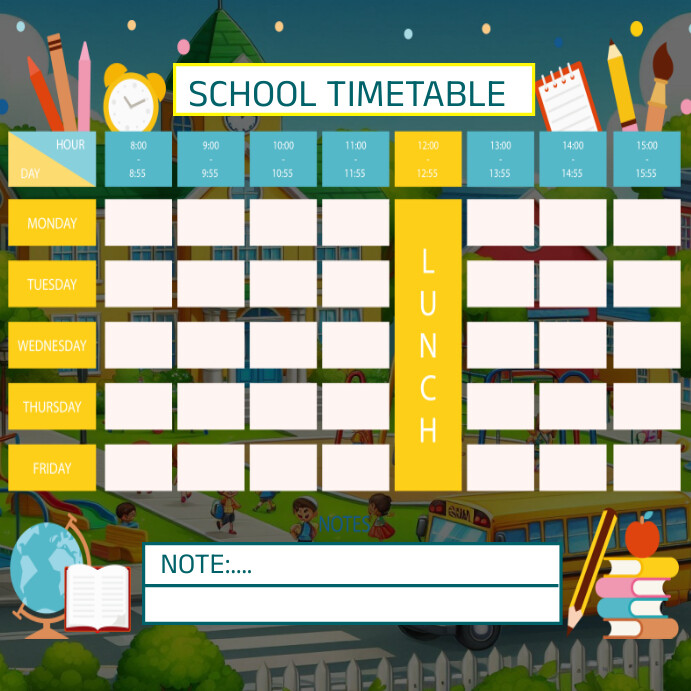 List-based School Timetable Template Design I | PosterMyWall