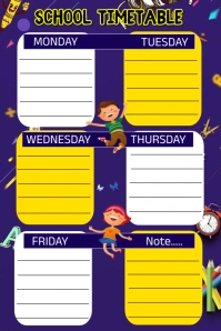 List-based School Timetable Template Design P Poster