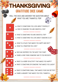 List-based Thanksgiving Gratitude Dice Game  A4 template