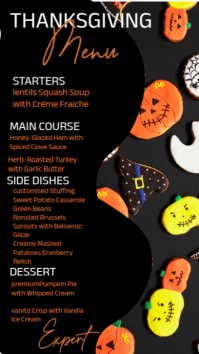 List-based Thanksgiving Menu List Based Black And Orange Design Template Digital Display (9:16)