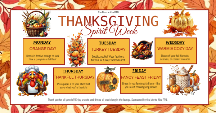 List-based Thanksgiving School Spirit Week Facebook Shared Image ...