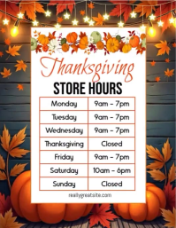 List-based Thanksgiving Store Hours Template Flyer (us Letter)