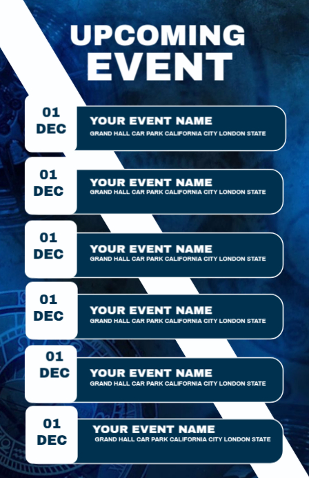 Events Week List List-based Upcoming Events Template Des Tabloid | PosterMyWall