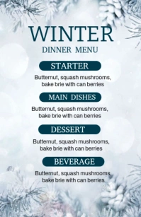 List-based Winter Dinner Menu Template Tabloid