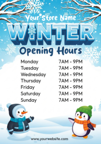 List-based Winter Opening Hours A4 template