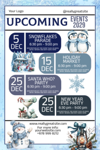 List-based Winter Upcoming Events Poster template
