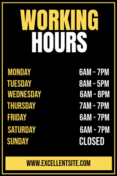 Copy of List-based Working Hours Poster | PosterMyWall