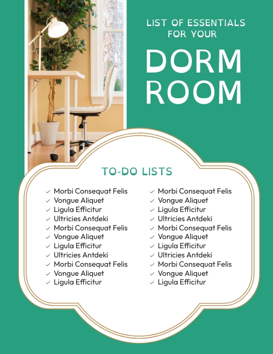 List of Essentials for Your Dorm Room Pamflet (VSA Brief) template