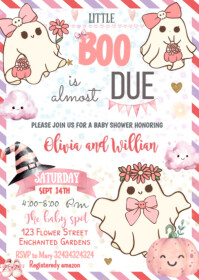 White Baby Shower Invitation A6 Template
