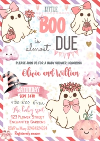 Little Boo is almost due Baby Shower Invitation A6 template