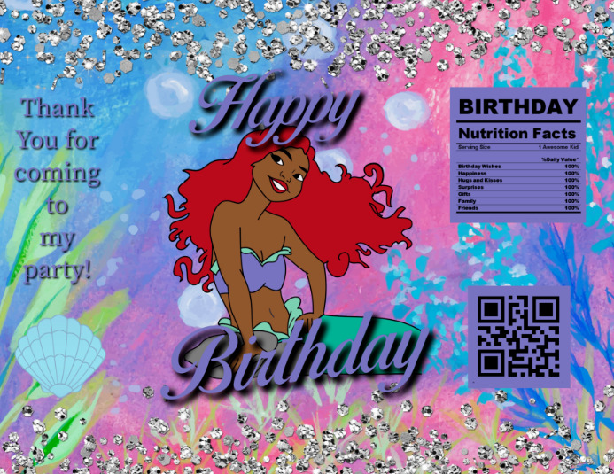 Little Mermaid | Birthday | Chip Bag | Flyer (US Letter) template