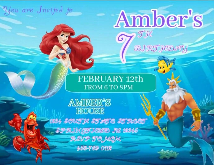 Little mermaid | Birthday Invitation Volantino (US Letter) template