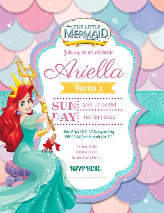 Little mermaid Flyer (US Letter) template