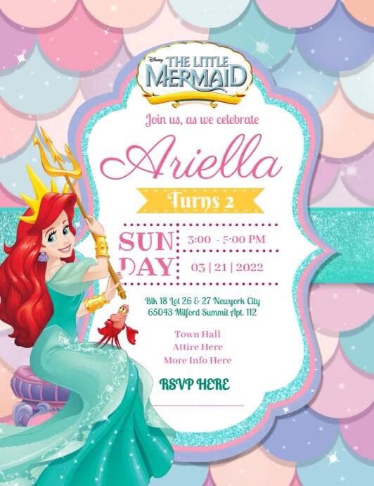 Little mermaid Folheto (US Letter) template