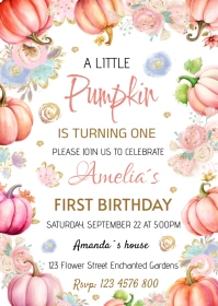 Little Pumpkin Birthday Invitation A6 template